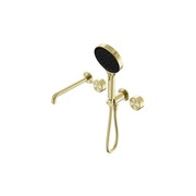 Serenity Shower System Spout Metal Handle And Serenity Hand Shower Brushed Gold gallery detail image