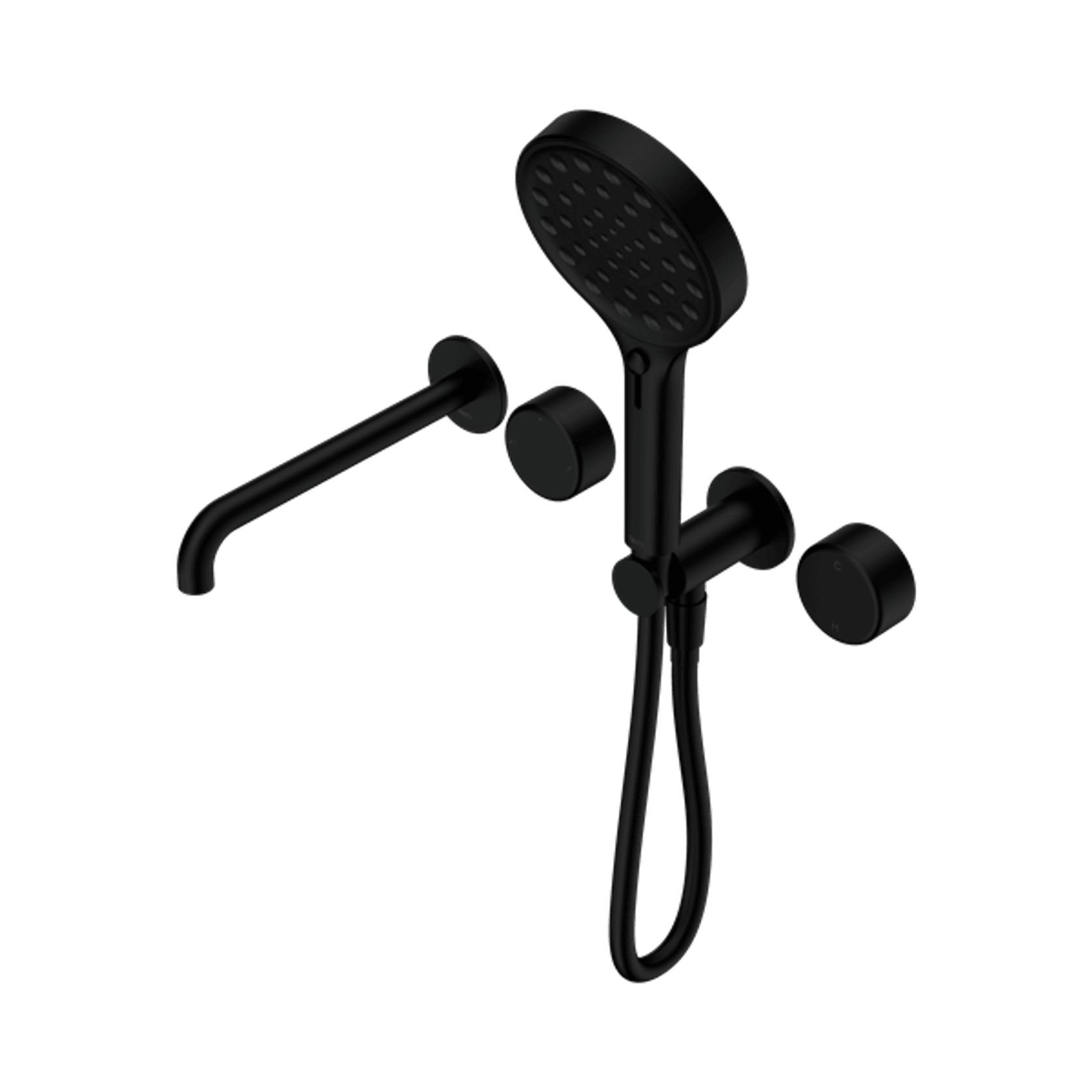 Serenity Shower System Spout Metal Handle And Serenity Hand Shower Matte Black gallery detail image