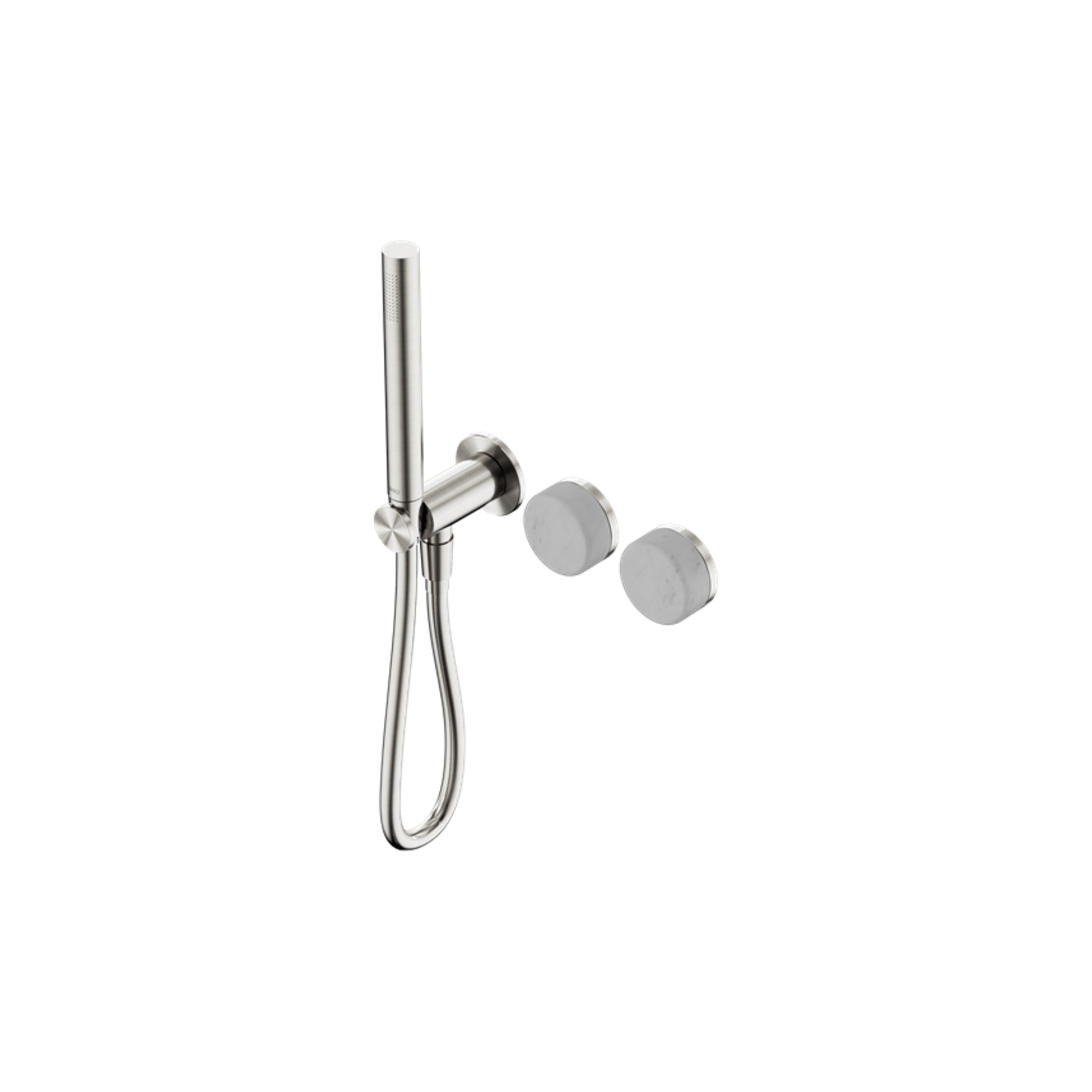 Serenity Shower System Carrara Handle And Slim Shower Brushed Nickel gallery detail image