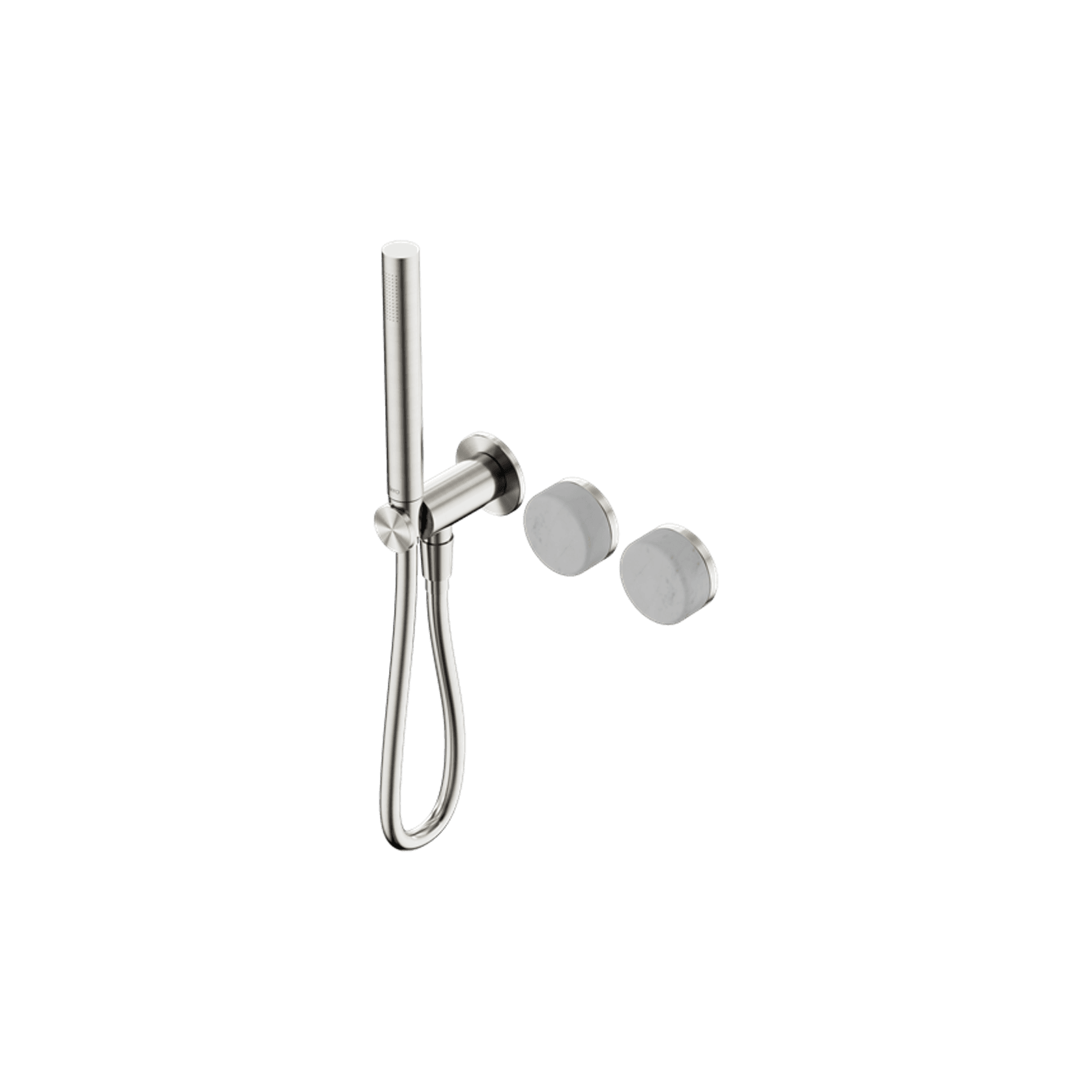 Serenity Shower System Carrara Handle And Slim Shower Brushed Nickel gallery detail image