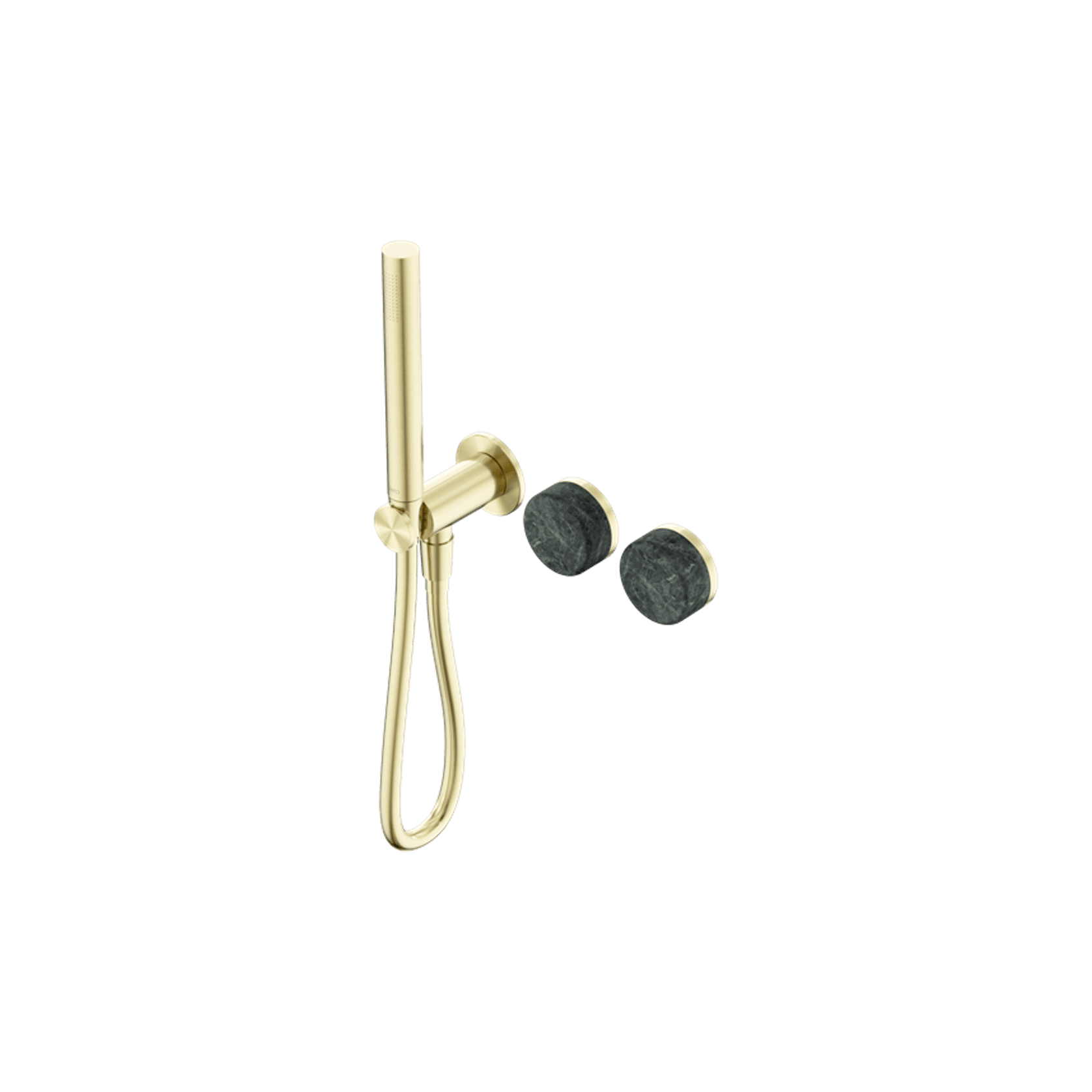 Serenity Shower System Verde Alpi Handle And Slim Shower Brushed Gold gallery detail image
