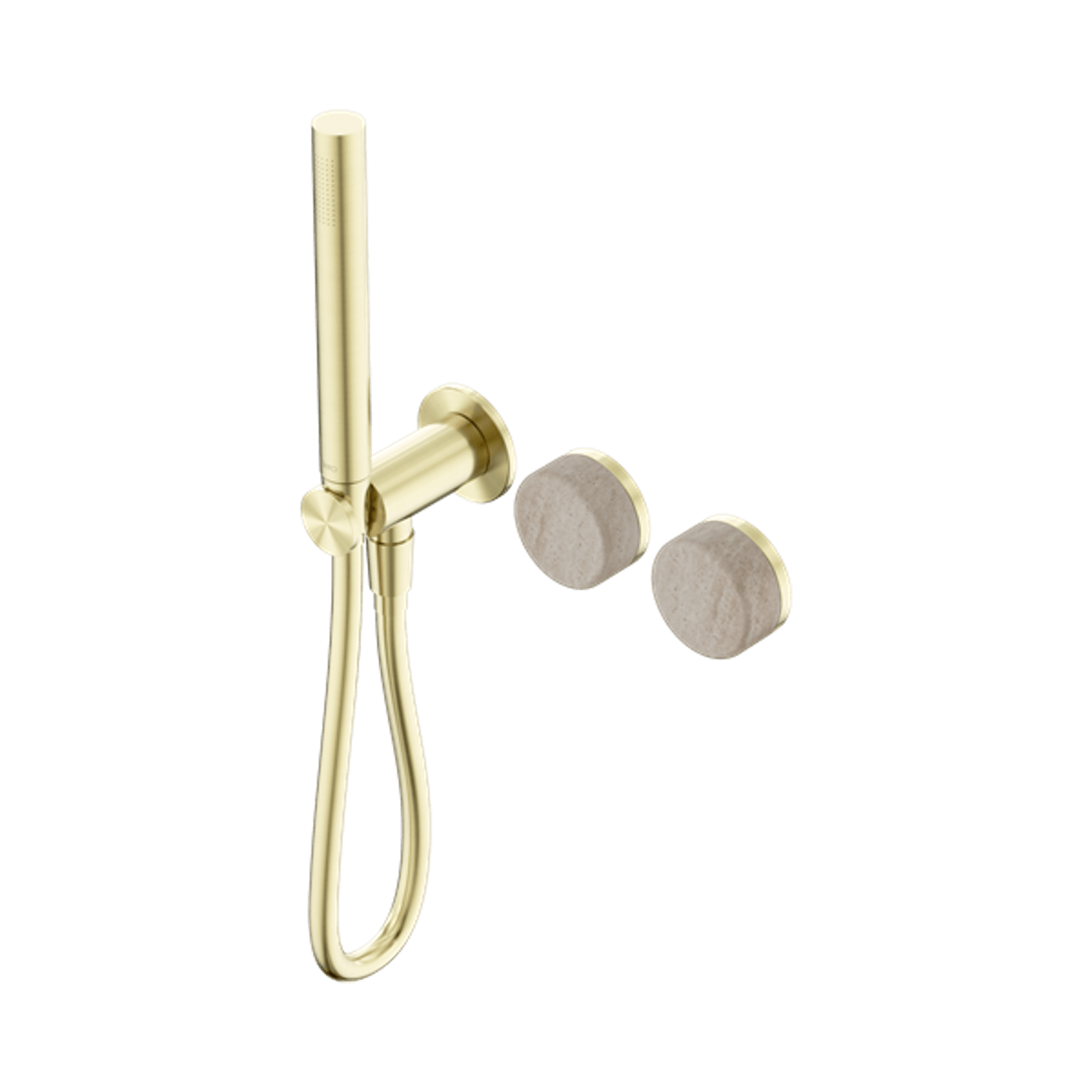 Serenity Shower System Rome Travertine Handle And Slim Shower Brushed Gold gallery detail image