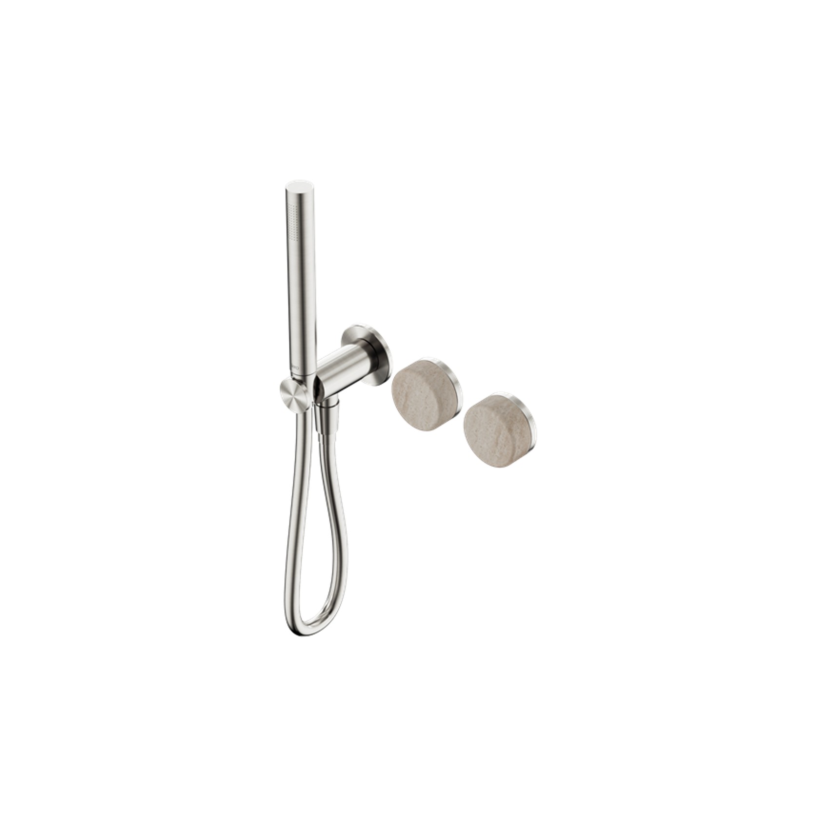 Serenity Shower System Rome Travertine Handle And Slim Shower Brushed Nickel gallery detail image