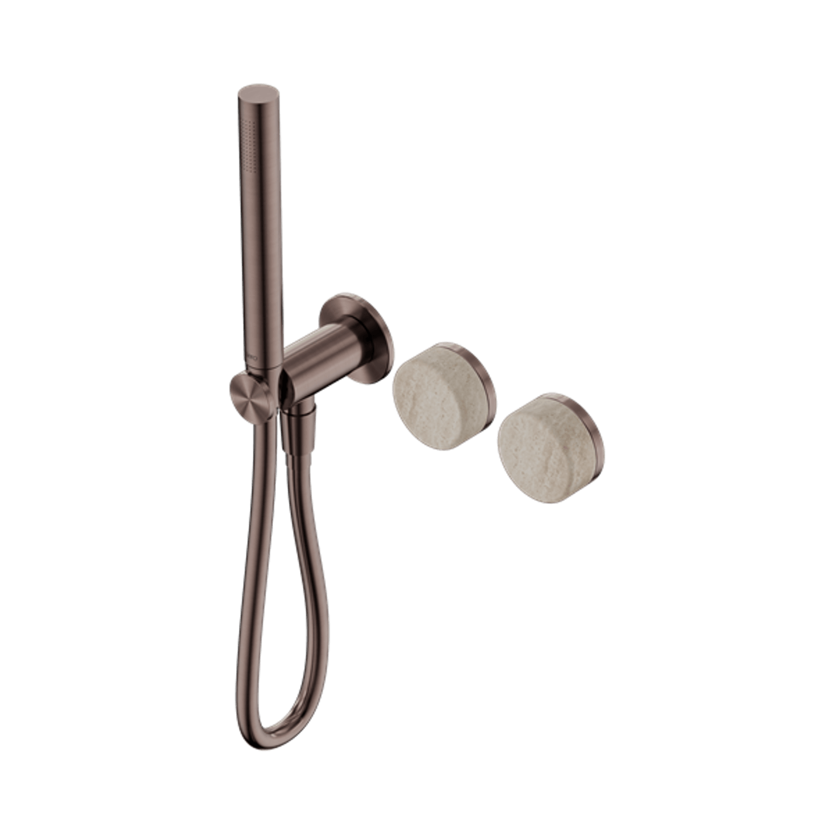 Serenity Shower System Rome Travertine Handle And Slim Shower Brushed Bronze gallery detail image