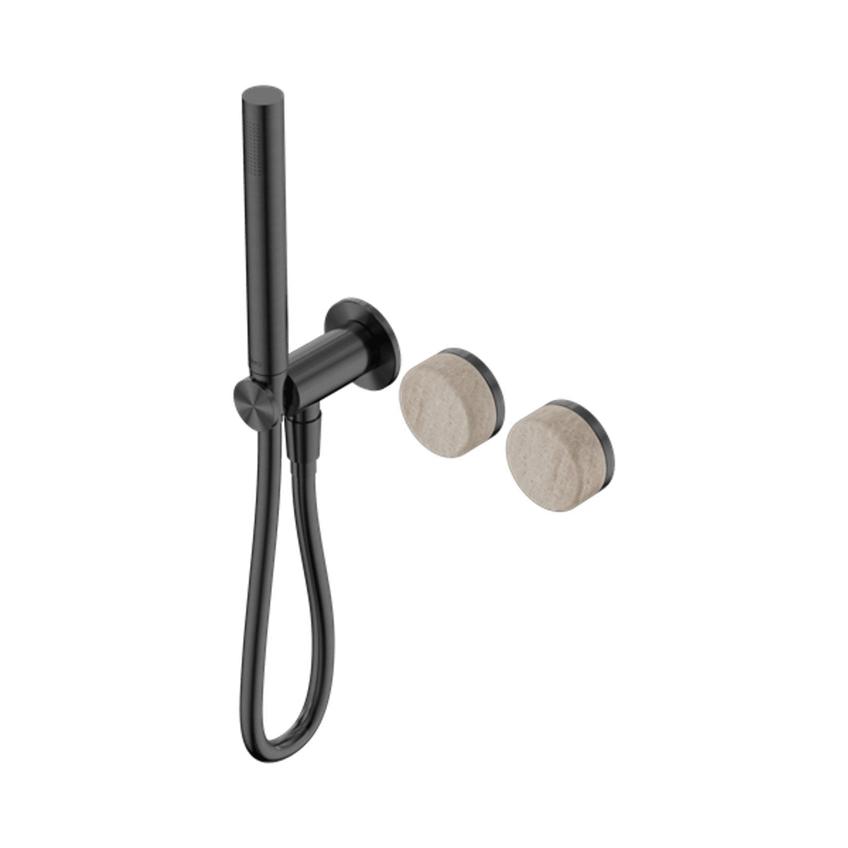 Serenity Shower System Rome Travertine Handle And Slim Shower Gun Metal gallery detail image