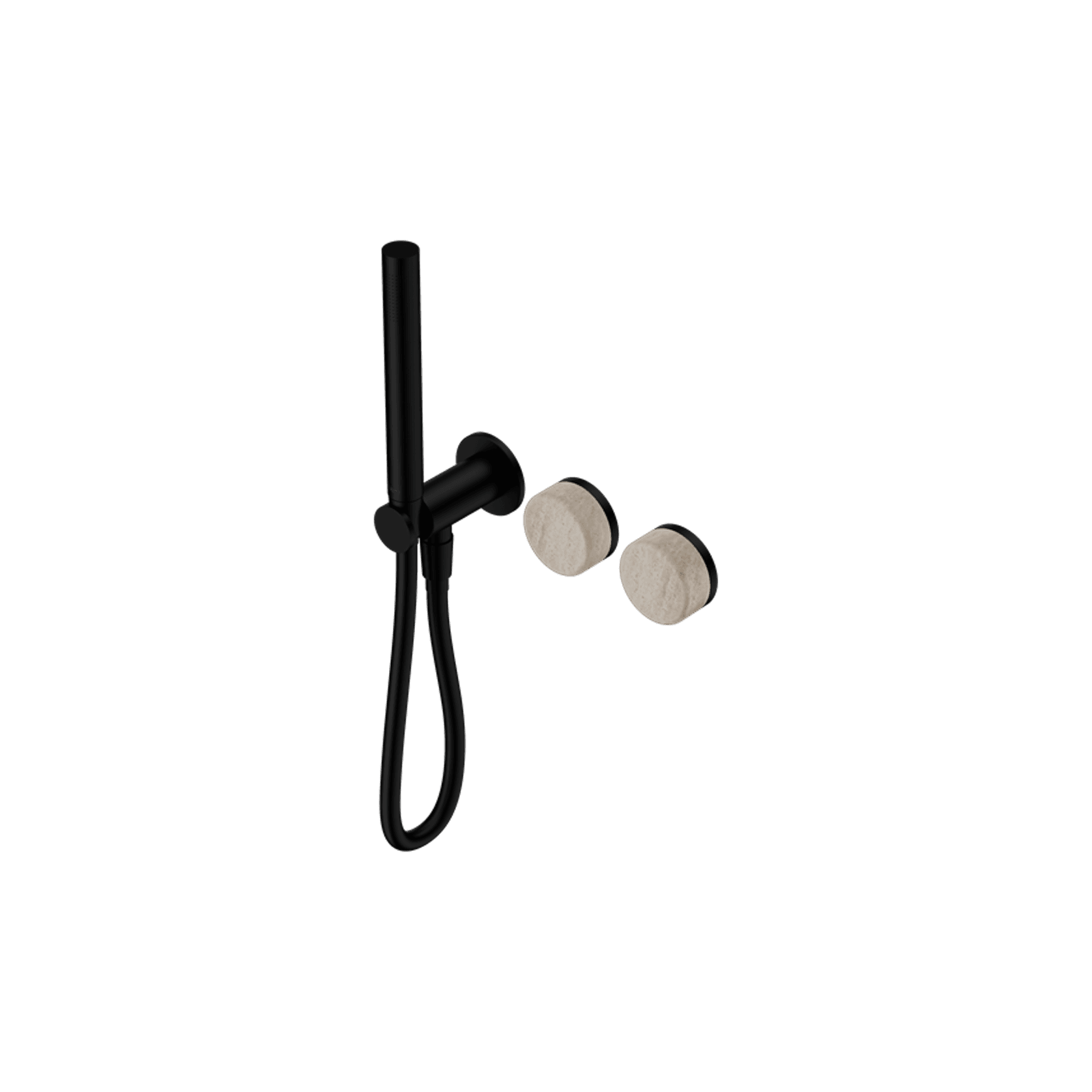 Serenity Shower System Rome Travertine Handle And Slim Shower Matte Black gallery detail image