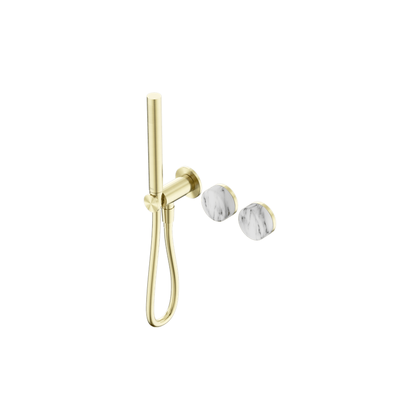 Serenity Shower System Arabescato Corchia Handle And Slim Shower Brushed Gold gallery detail image