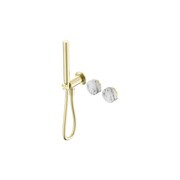 Serenity Shower System Arabescato Corchia Handle And Slim Shower Brushed Gold gallery detail image