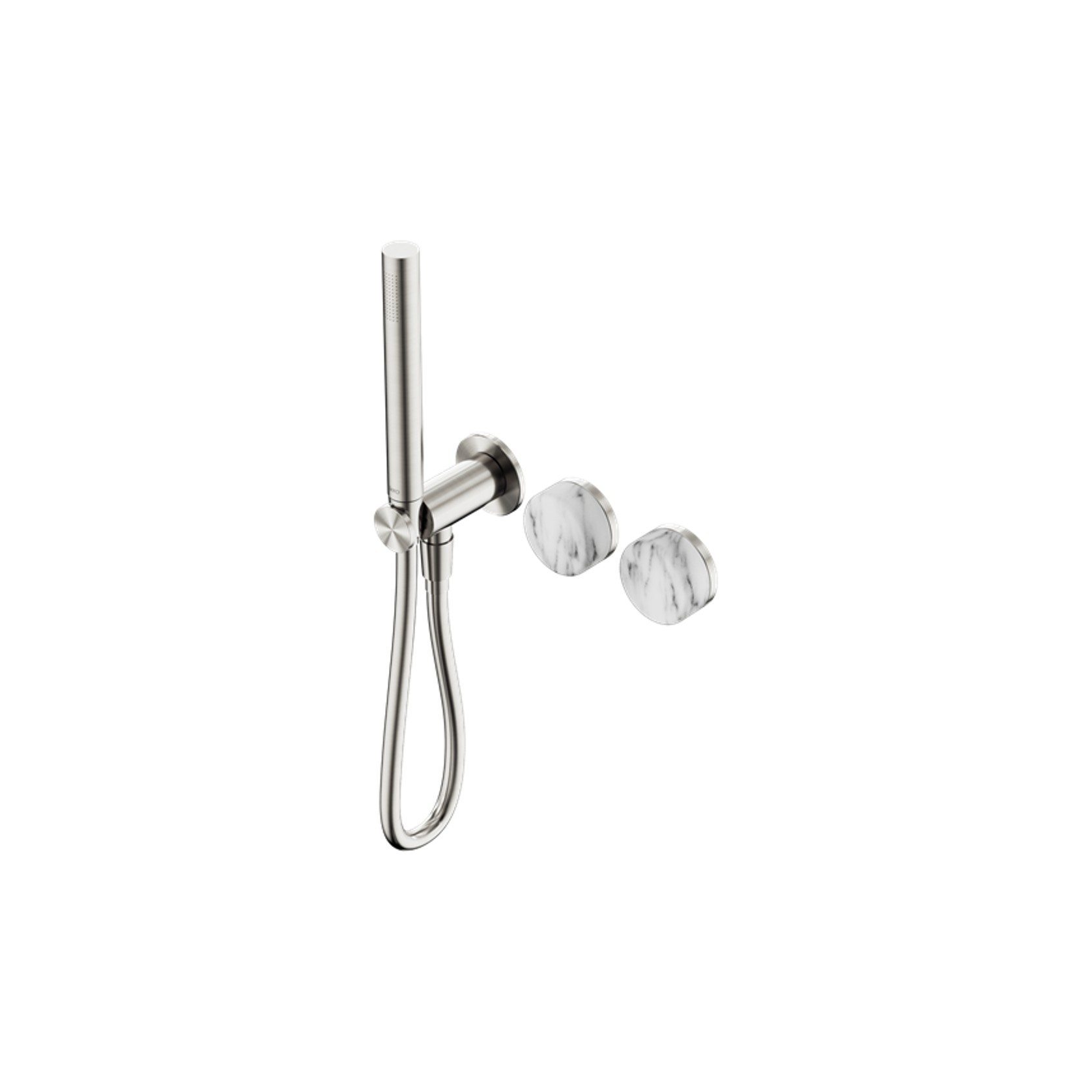 Serenity Shower System Arabescato Corchia Handle And Slim Shower Brushed Nickel gallery detail image