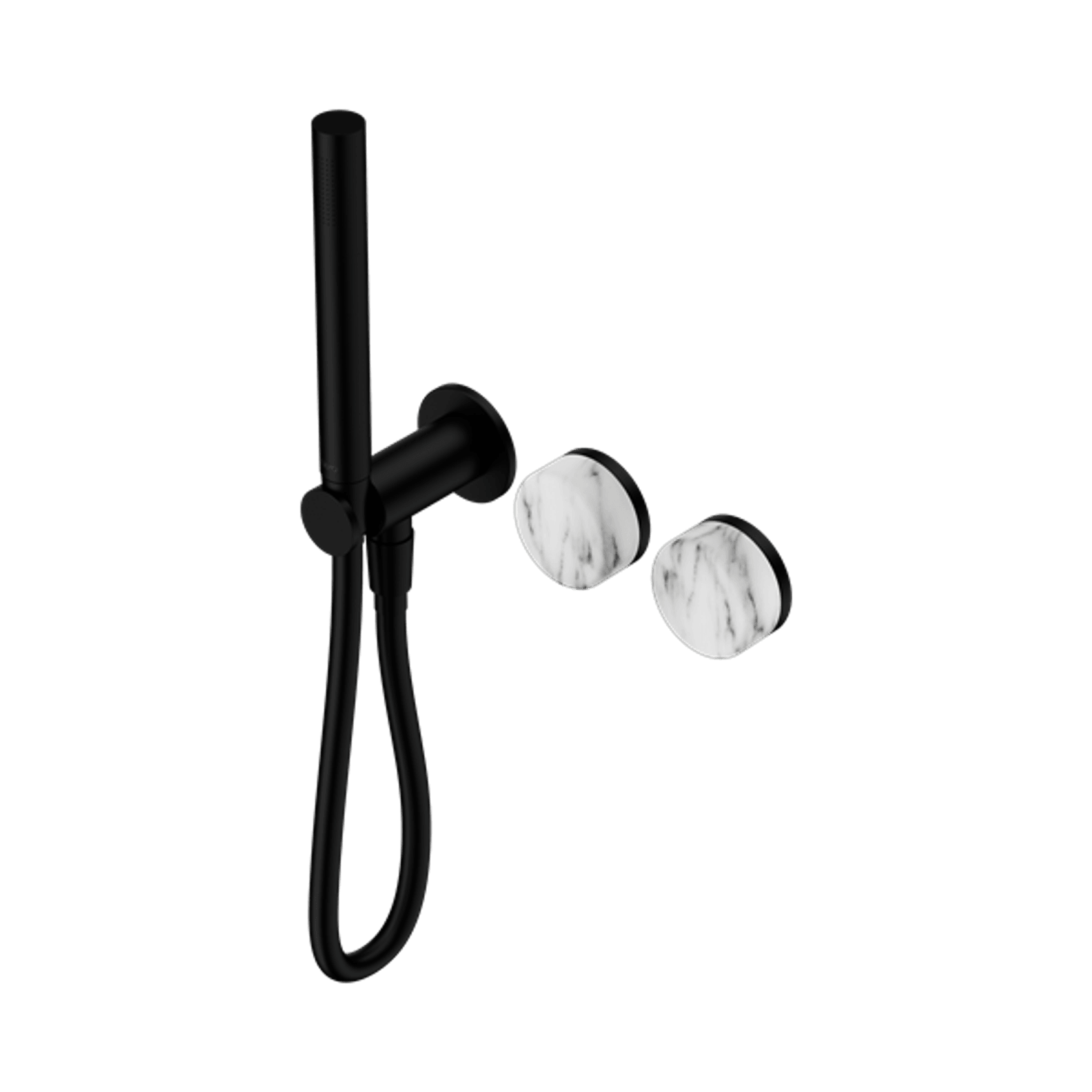 Serenity Shower System Arabescato Corchia Handle And Slim Shower Matte Black gallery detail image