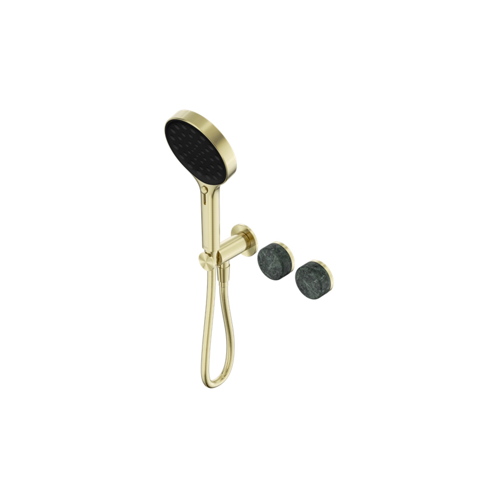 Serenity Shower System Verde Alpi Handle And Serenity Hand Shower Brushed Gold gallery detail image