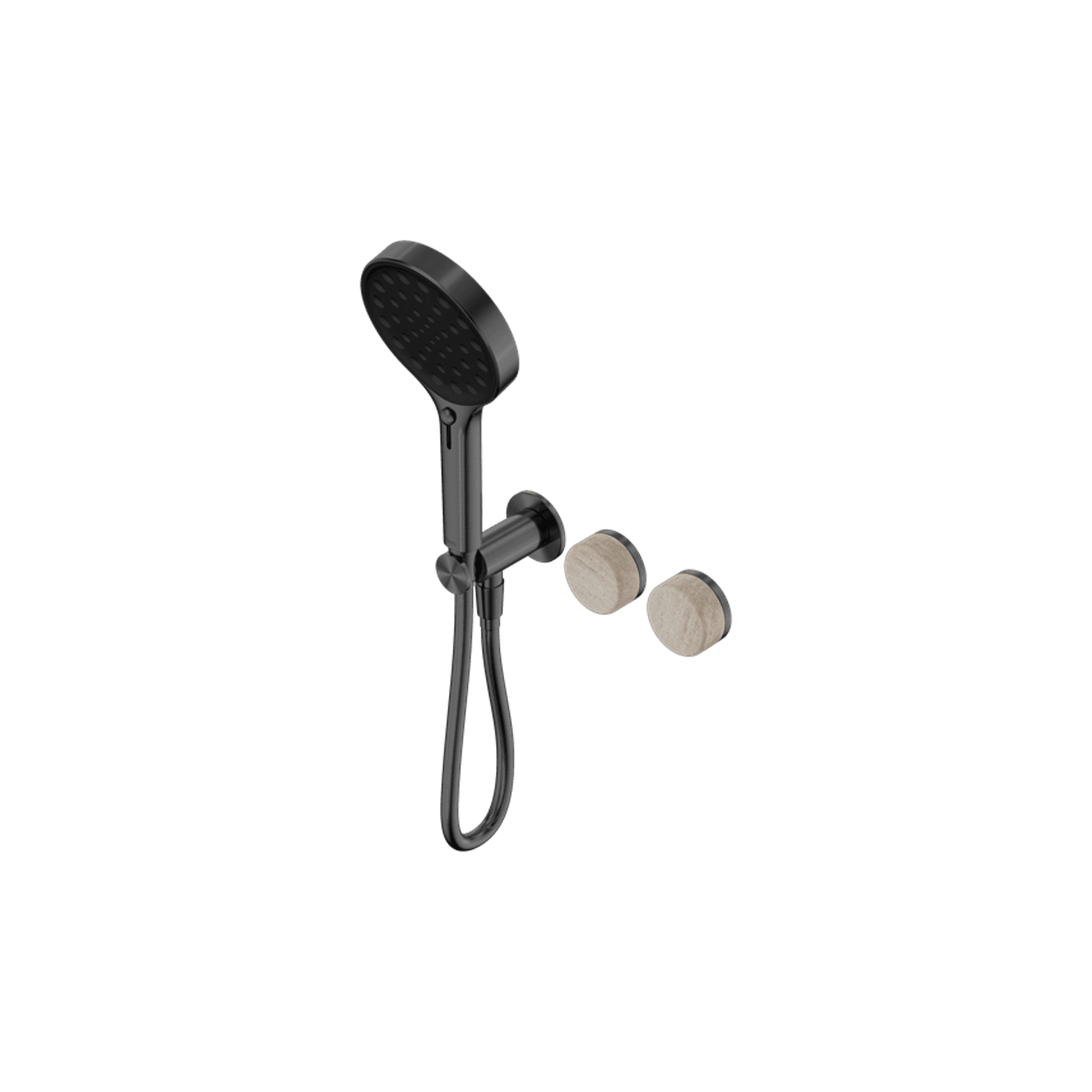 Serenity Shower System Rome Travertine Handle And Serenity Hand Shower Gun Metal gallery detail image