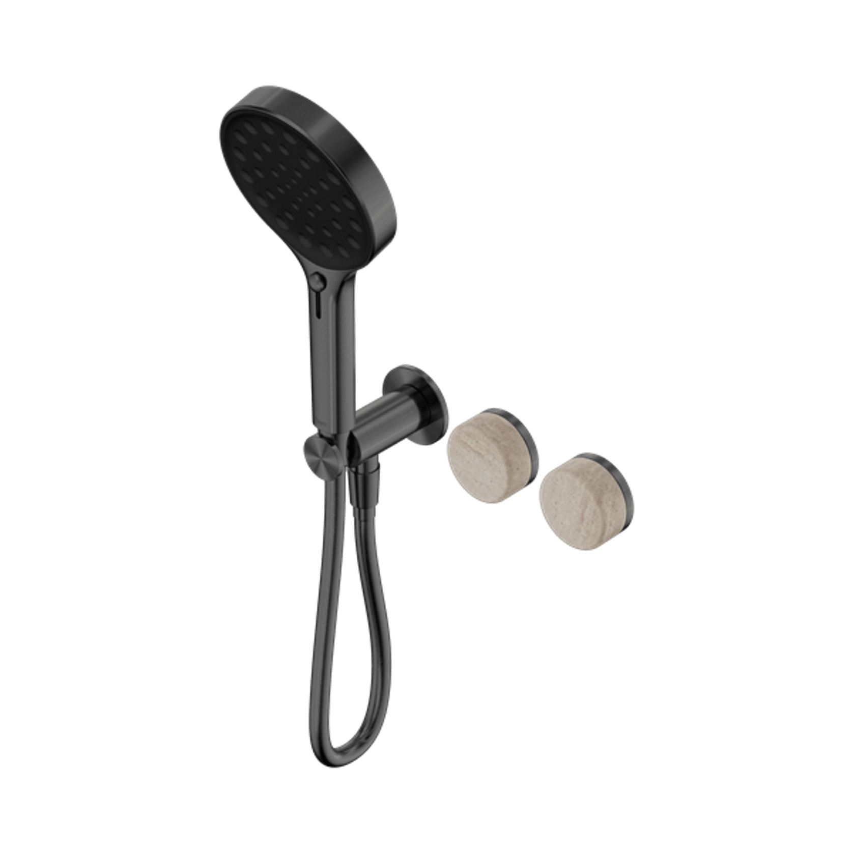 Serenity Shower System Rome Travertine Handle And Serenity Hand Shower Gun Metal gallery detail image