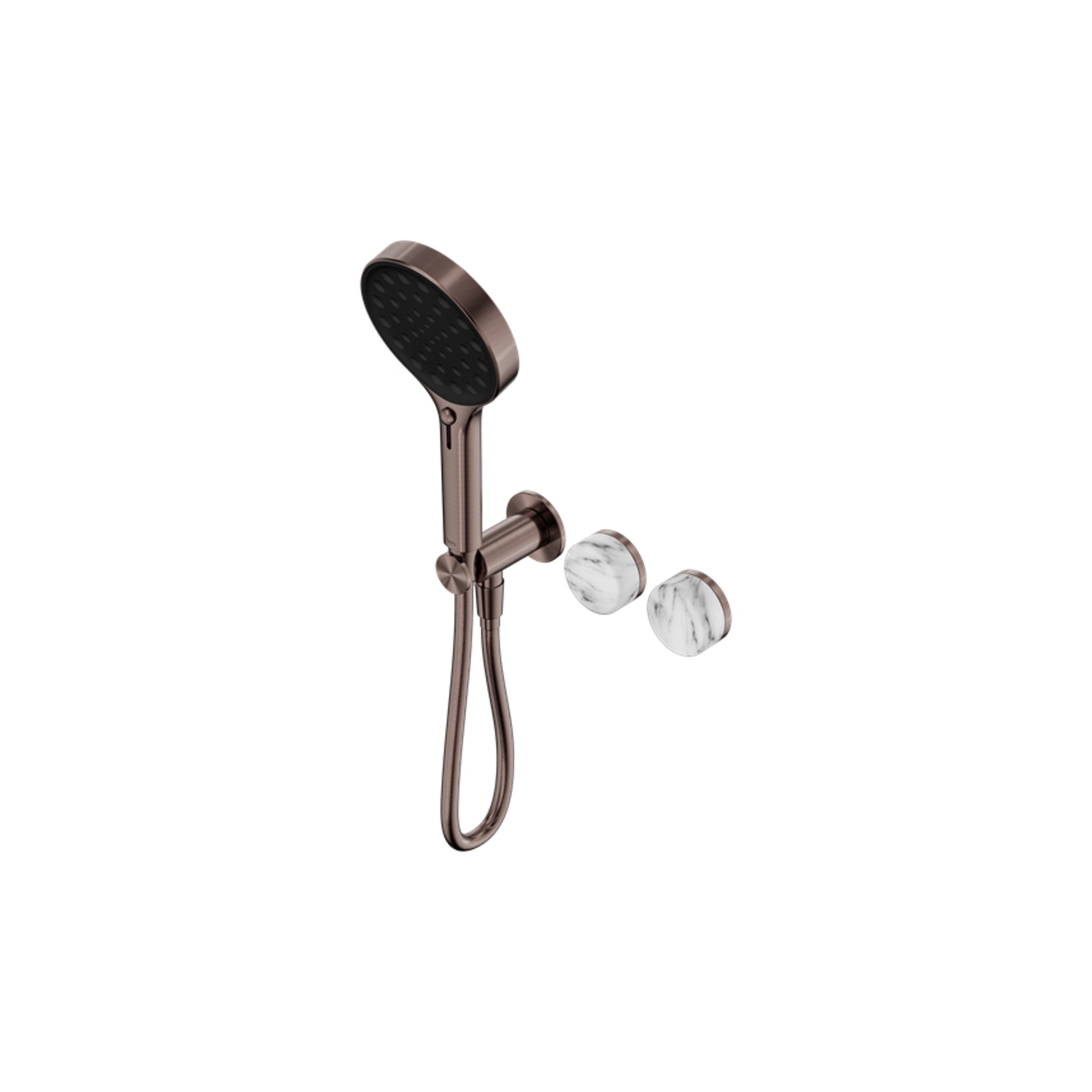 Serenity Shower System Arabescato Corchia Handle And Serenity Hand Shower Brushed Bronze gallery detail image