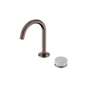 Serenity Basin Mixer Arc Spout Carrara Handle Brushed Bronze gallery detail image