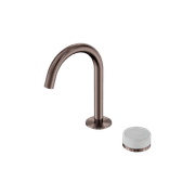 Serenity Basin Mixer Arc Spout Carrara Handle Brushed Bronze gallery detail image