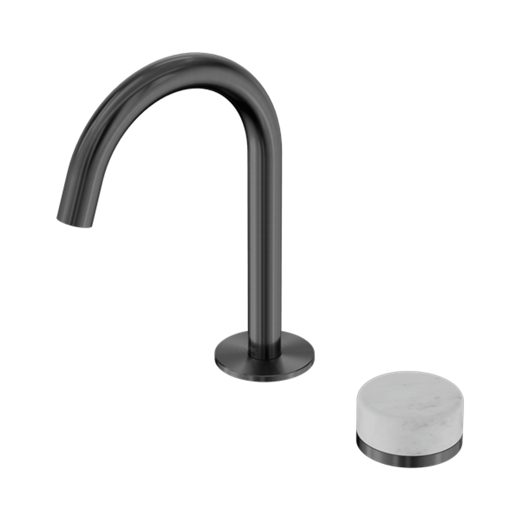 Serenity Basin Mixer Arc Spout Carrara Handle Gun Metal gallery detail image