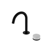 Serenity Basin Mixer Arc Spout Carrara Handle Matte Black gallery detail image