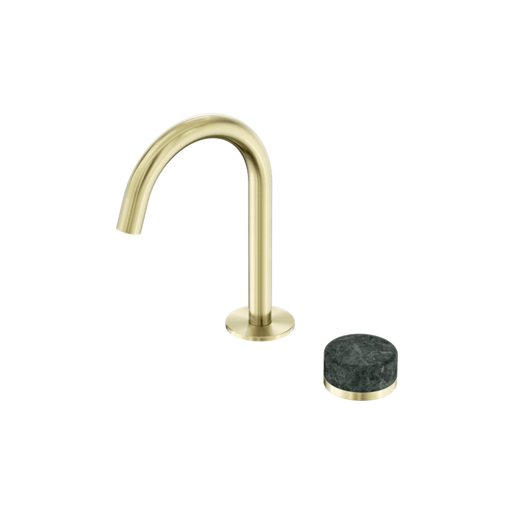 Serenity Basin Mixer Arc Spout Verde Alpi Handle Brushed Gold gallery detail image