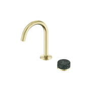 Serenity Basin Mixer Arc Spout Verde Alpi Handle Brushed Gold gallery detail image