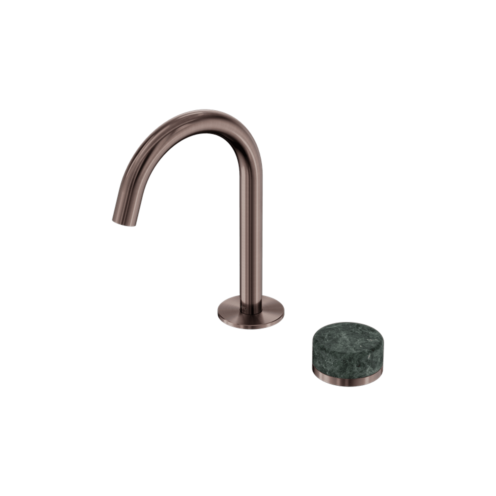 Serenity Basin Mixer Arc Spout Verde Alpi Handle Brushed Bronze gallery detail image
