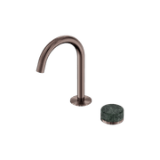 Serenity Basin Mixer Arc Spout Verde Alpi Handle Brushed Bronze gallery detail image