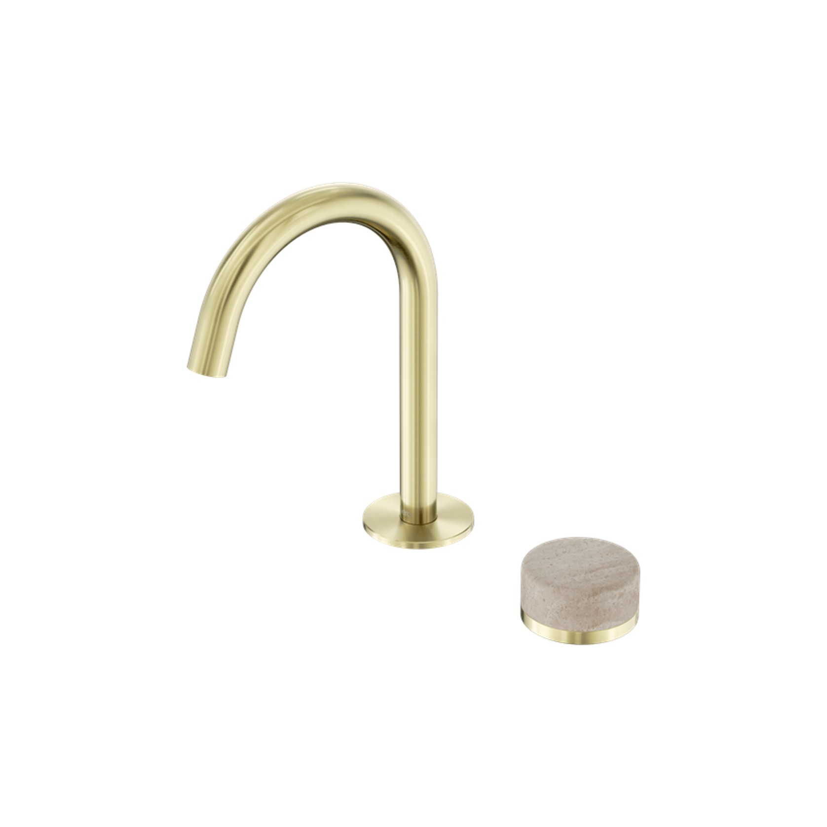 Serenity Basin Mixer Arc Spout Rome Travertine Handle Brushed Gold gallery detail image