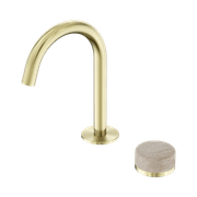 Serenity Basin Mixer Arc Spout Rome Travertine Handle Brushed Gold gallery detail image