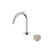Serenity Basin Mixer Arc Spout Rome Travertine Handle Brushed Nickel gallery detail image