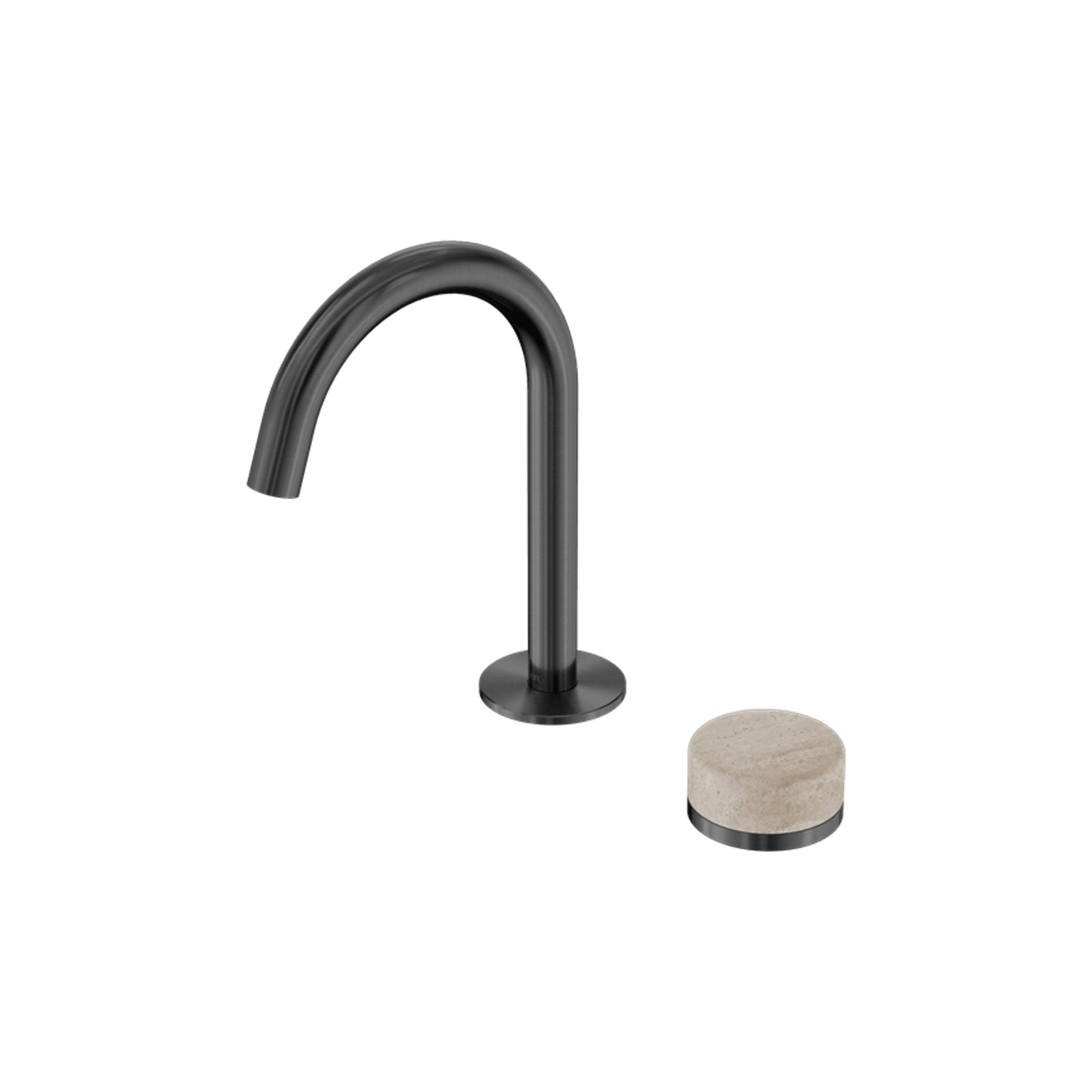 Serenity Basin Mixer Arc Spout Rome Travertine Handle Gun Metal gallery detail image