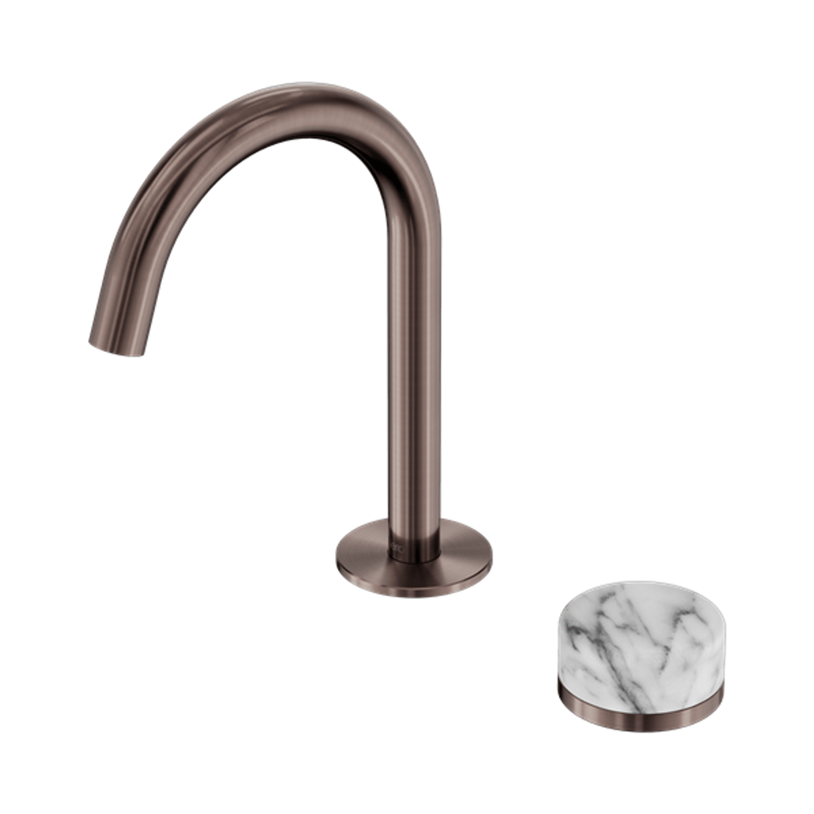 Serenity Basin Mixer Arc Spout Arabescato Corchia Handle Brushed Bronze gallery detail image