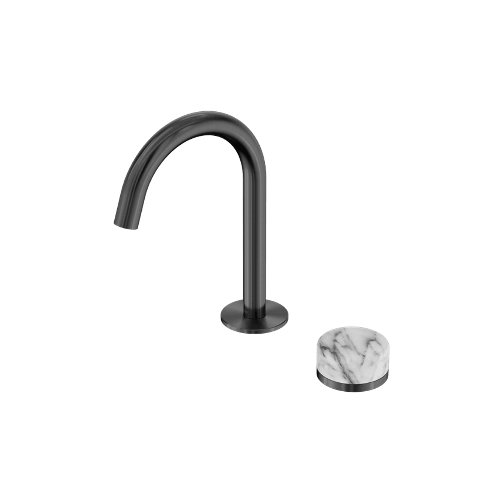 Serenity Basin Mixer Arc Spout Arabescato Corchia Handle Gun Metal gallery detail image