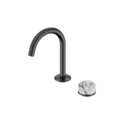 Serenity Basin Mixer Arc Spout Arabescato Corchia Handle Gun Metal gallery detail image