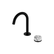 Serenity Basin Mixer Arc Spout Arabescato Corchia Handle Matte Black gallery detail image
