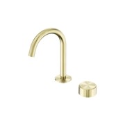 Serenity Basin Mixer Arc Spout Metal Handle Brushed Gold gallery detail image