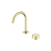 Serenity Basin Mixer Arc Spout Metal Handle Brushed Gold gallery detail image