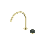 Serenity Bath/Kitchen Mixer Arc Spout Verde Alpi Handle Brushed Gold gallery detail image