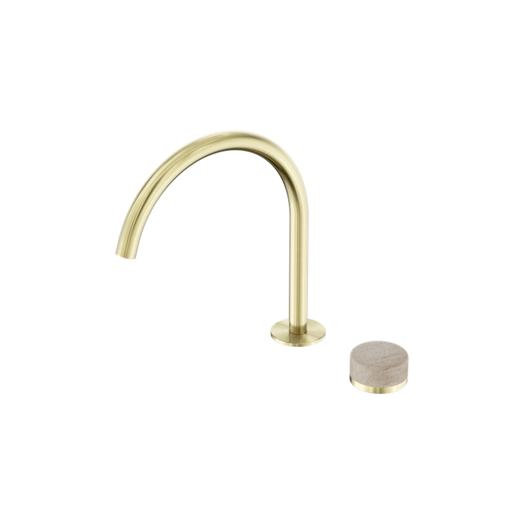Serenity Bath/Kitchen Mixer Arc Spout Rome Travertine Handle Brushed Gold gallery detail image