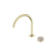 Serenity Bath/Kitchen Mixer Arc Spout Rome Travertine Handle Brushed Gold gallery detail image