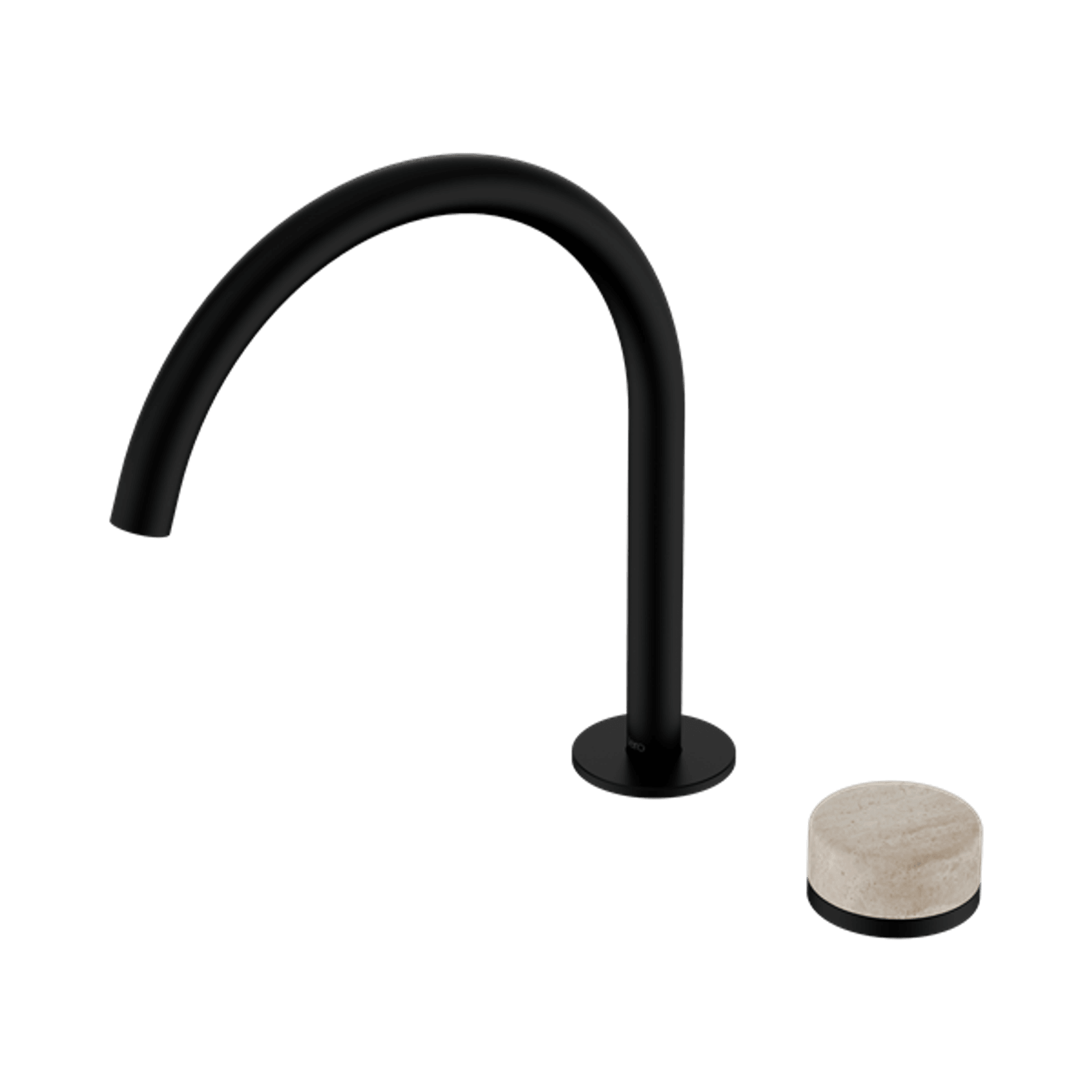 Serenity Bath/Kitchen Mixer Arc Spout Rome Travertine Handle Matte Black gallery detail image