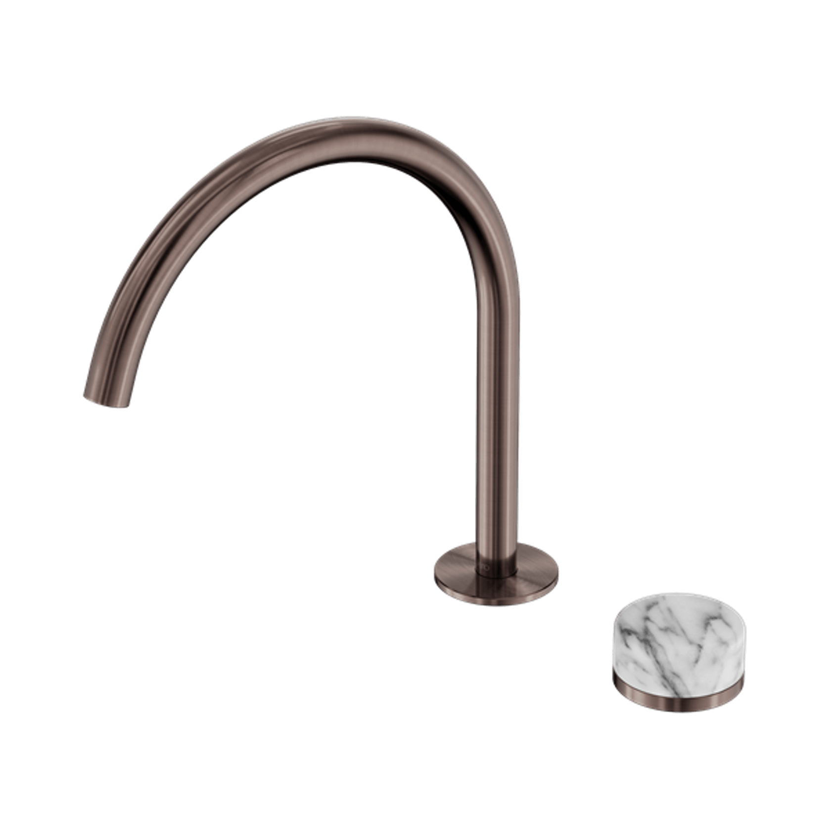 Serenity Bath/Kitchen Mixer Arc Spout Arabescato Corchia Handle Brushed Bronze gallery detail image