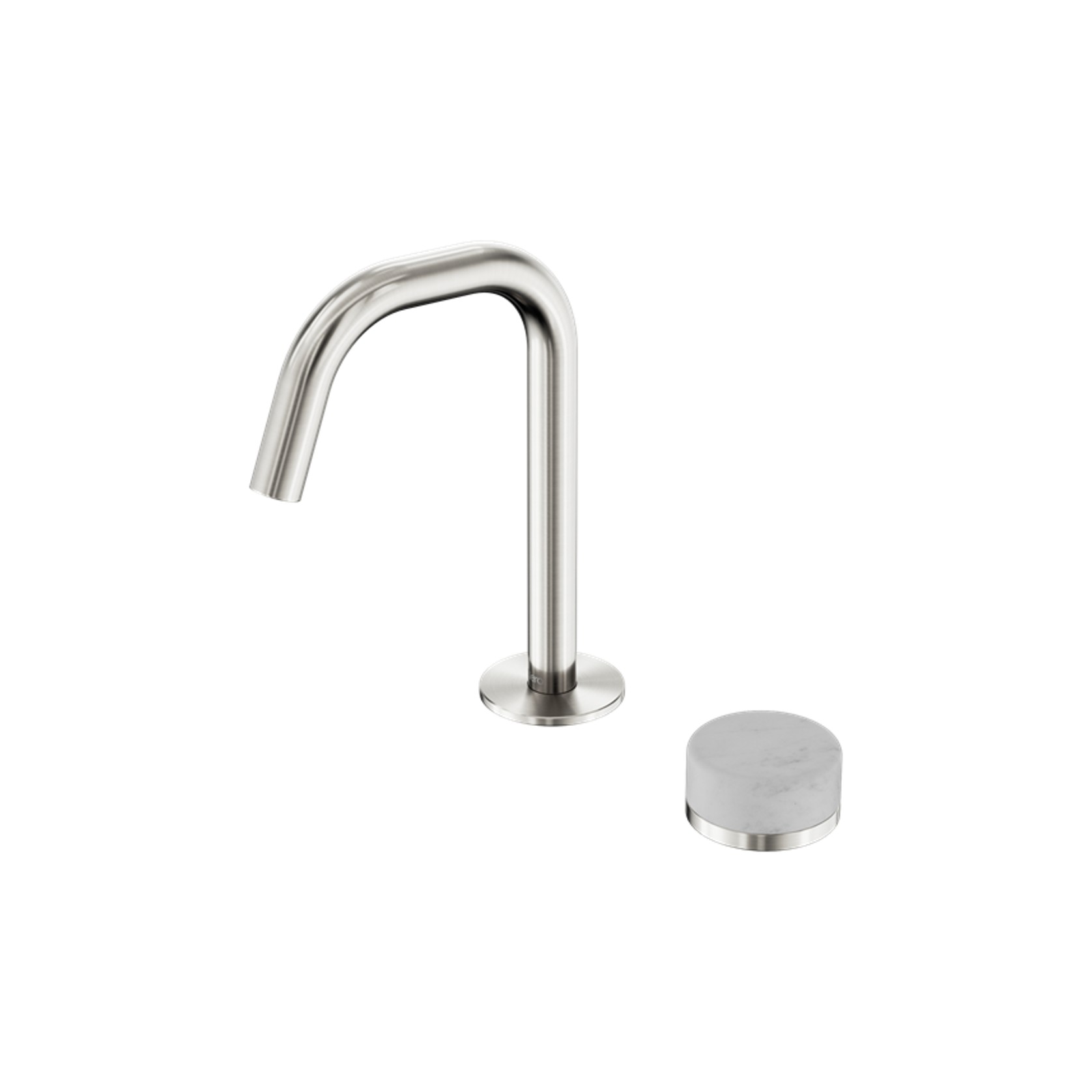Serenity Basin Mixer Edge Spout Carrara Handle Brushed Nickel gallery detail image