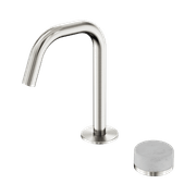 Serenity Basin Mixer Edge Spout Carrara Handle Brushed Nickel gallery detail image