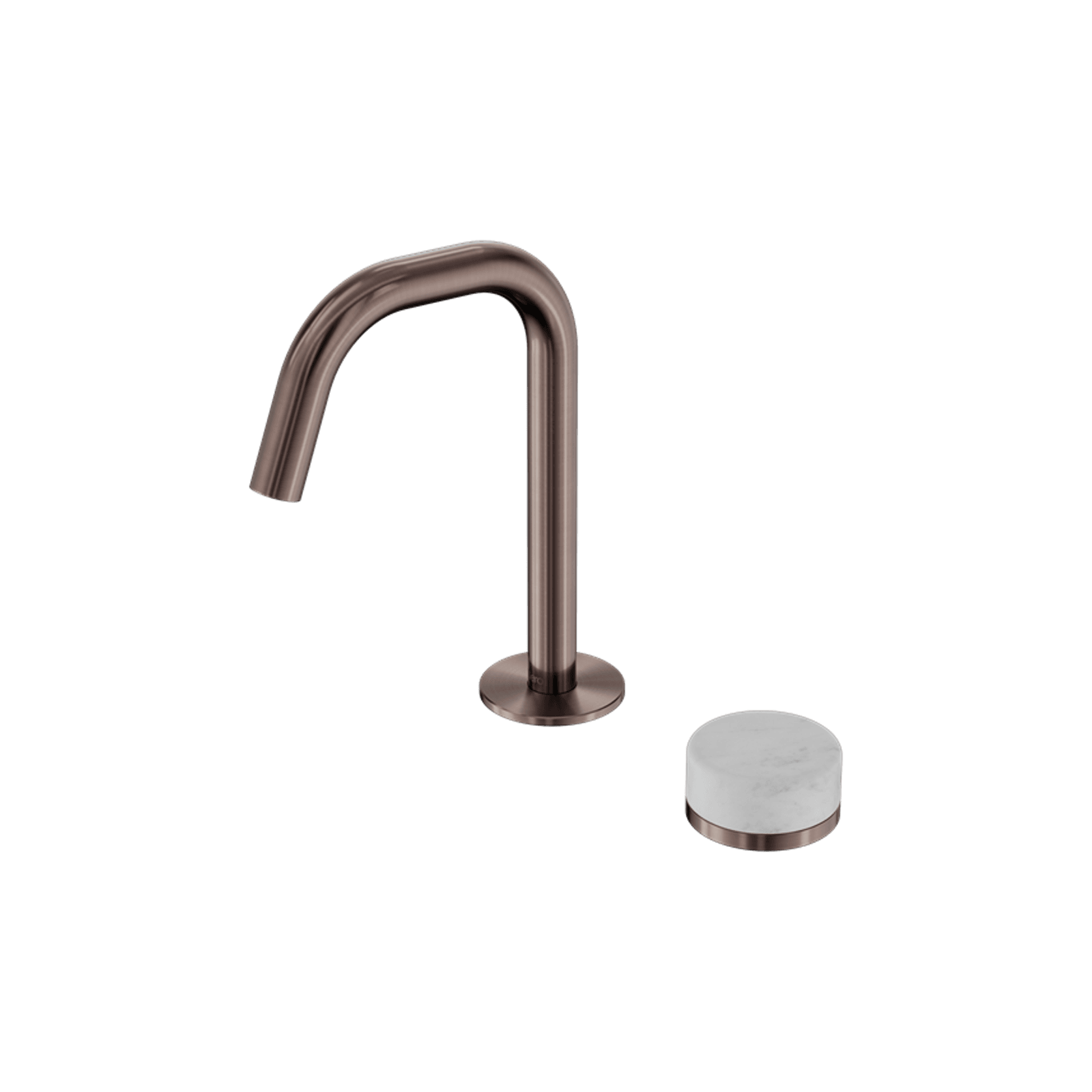 Serenity Basin Mixer Edge Spout Carrara Handle Brushed Bronze gallery detail image