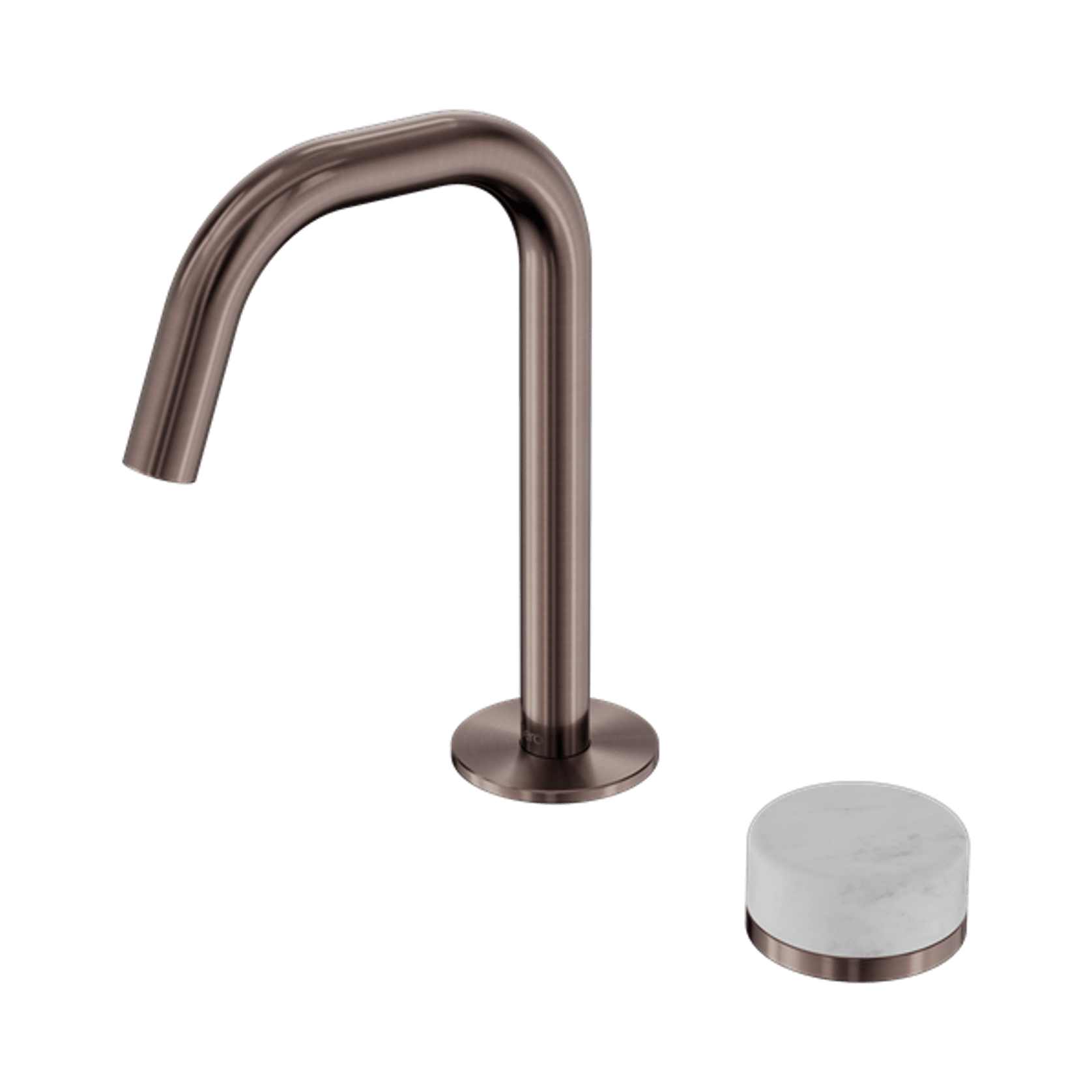 Serenity Basin Mixer Edge Spout Carrara Handle Brushed Bronze gallery detail image