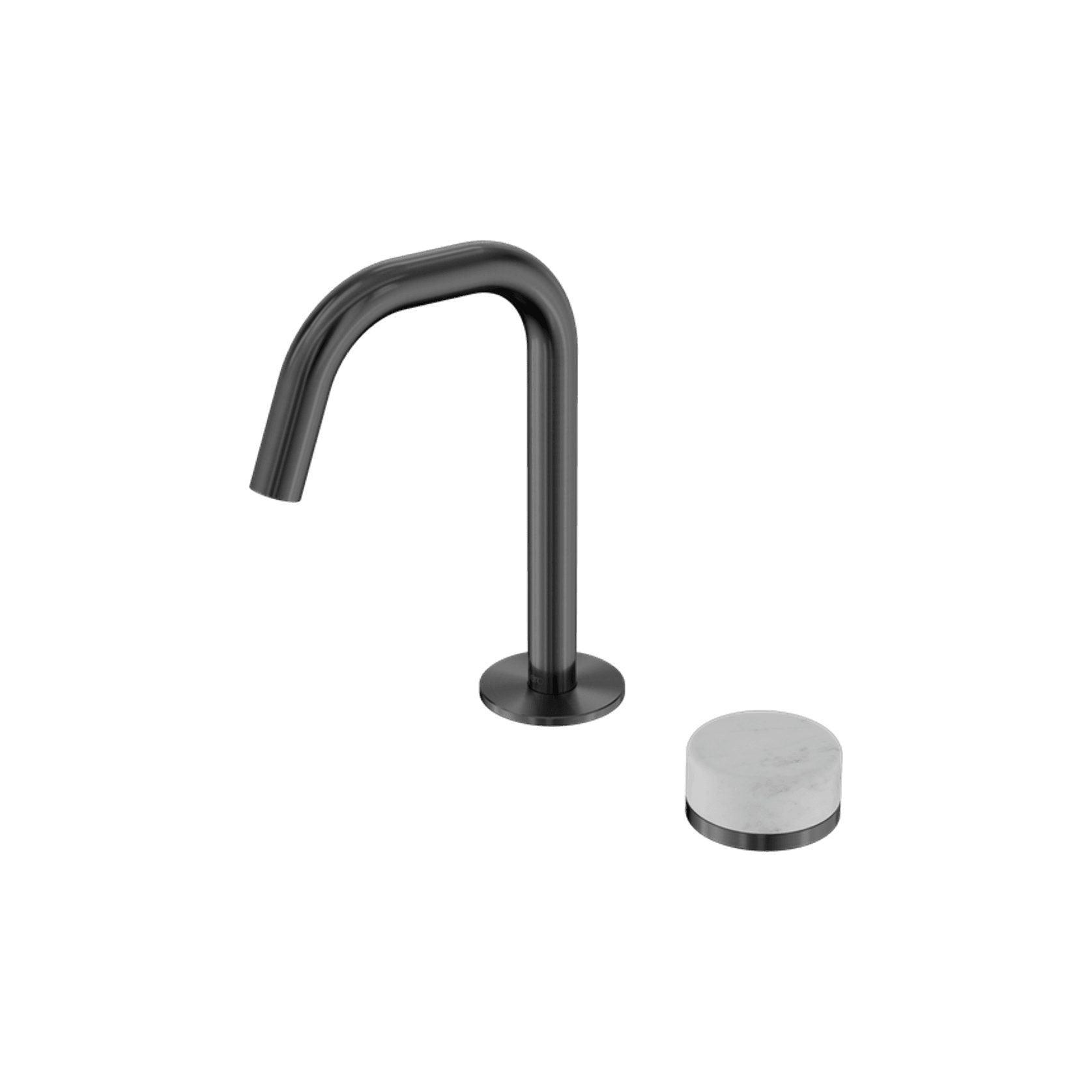 Serenity Basin Mixer Edge Spout Carrara Handle Gun Metal gallery detail image
