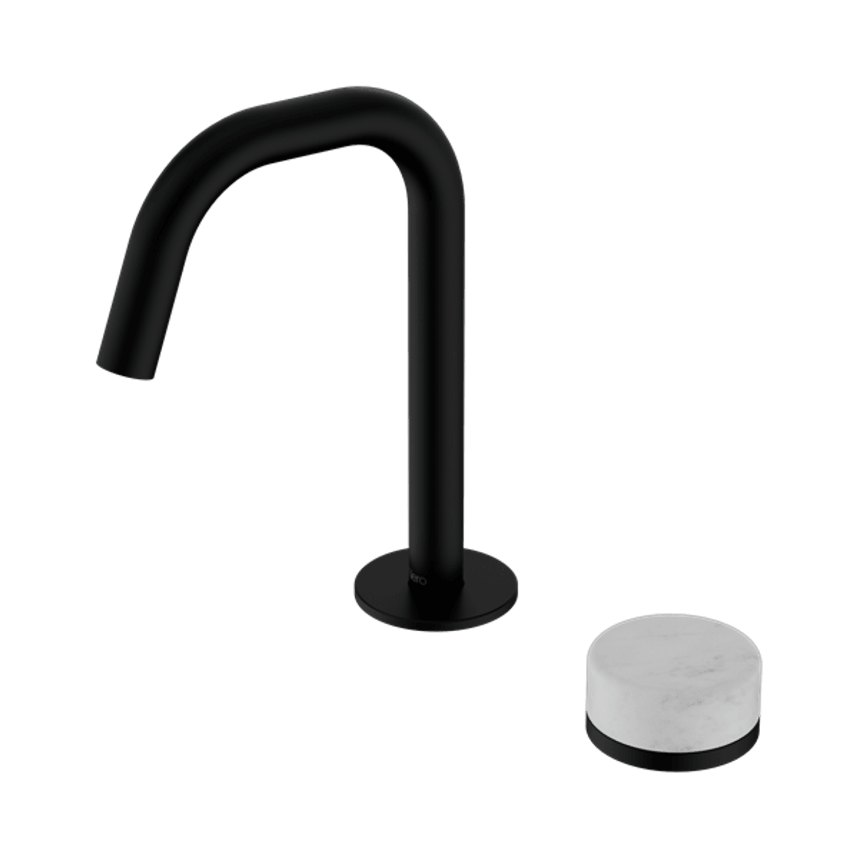 Serenity Basin Mixer Edge Spout Carrara Handle Matte Black gallery detail image