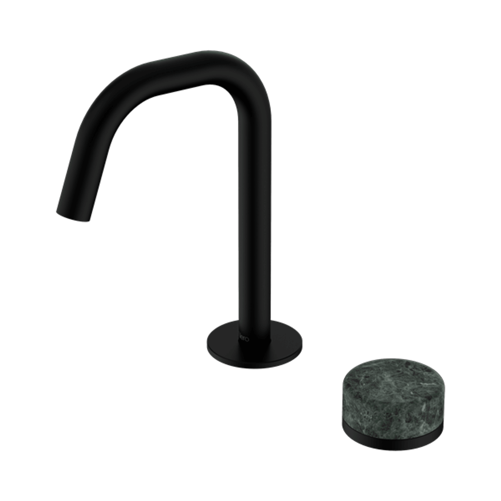 Serenity Basin Mixer Edge Spout Verde Alpi Handle Matte Black gallery detail image