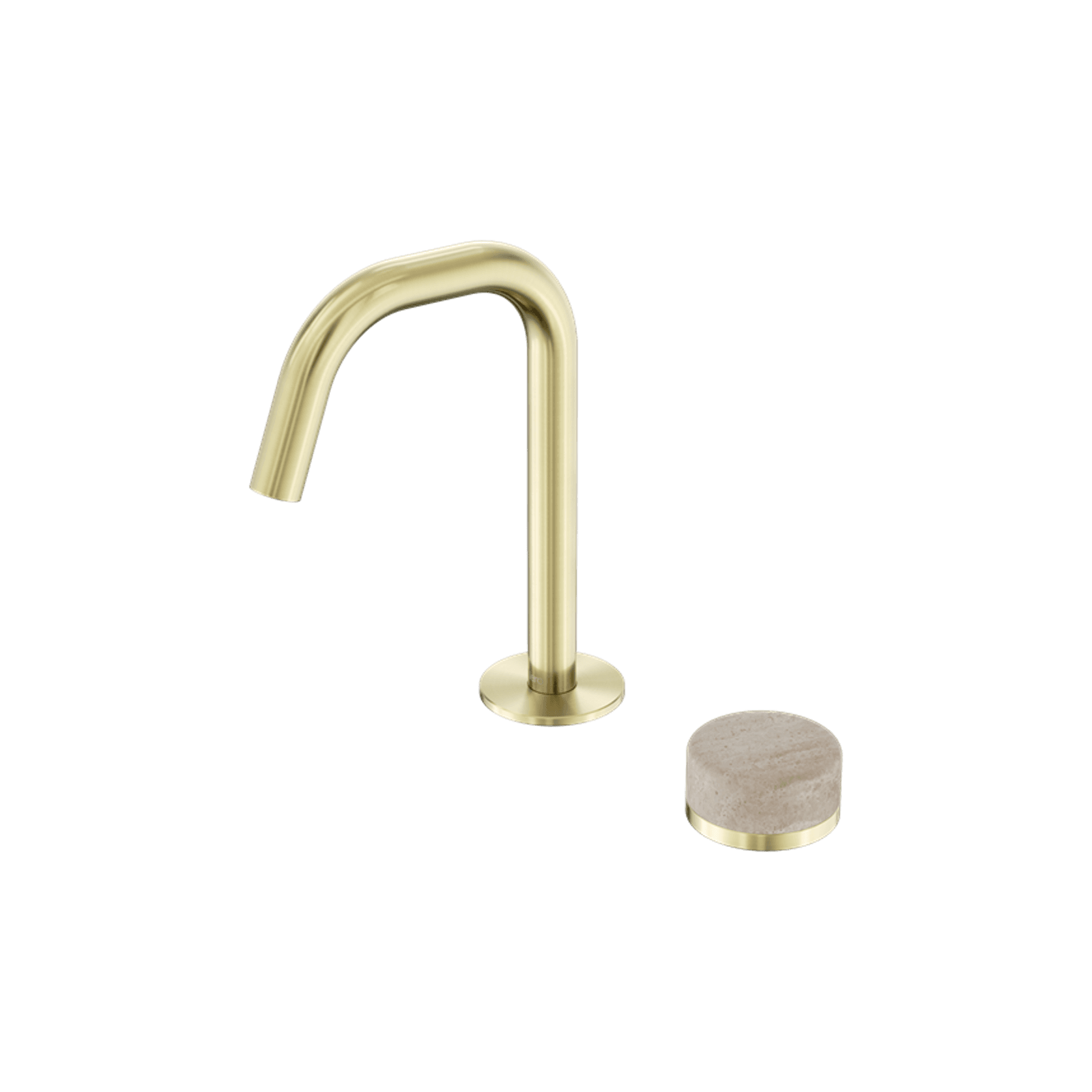 Serenity Basin Mixer Edge Spout Rome Travertine Handle Brushed Gold gallery detail image