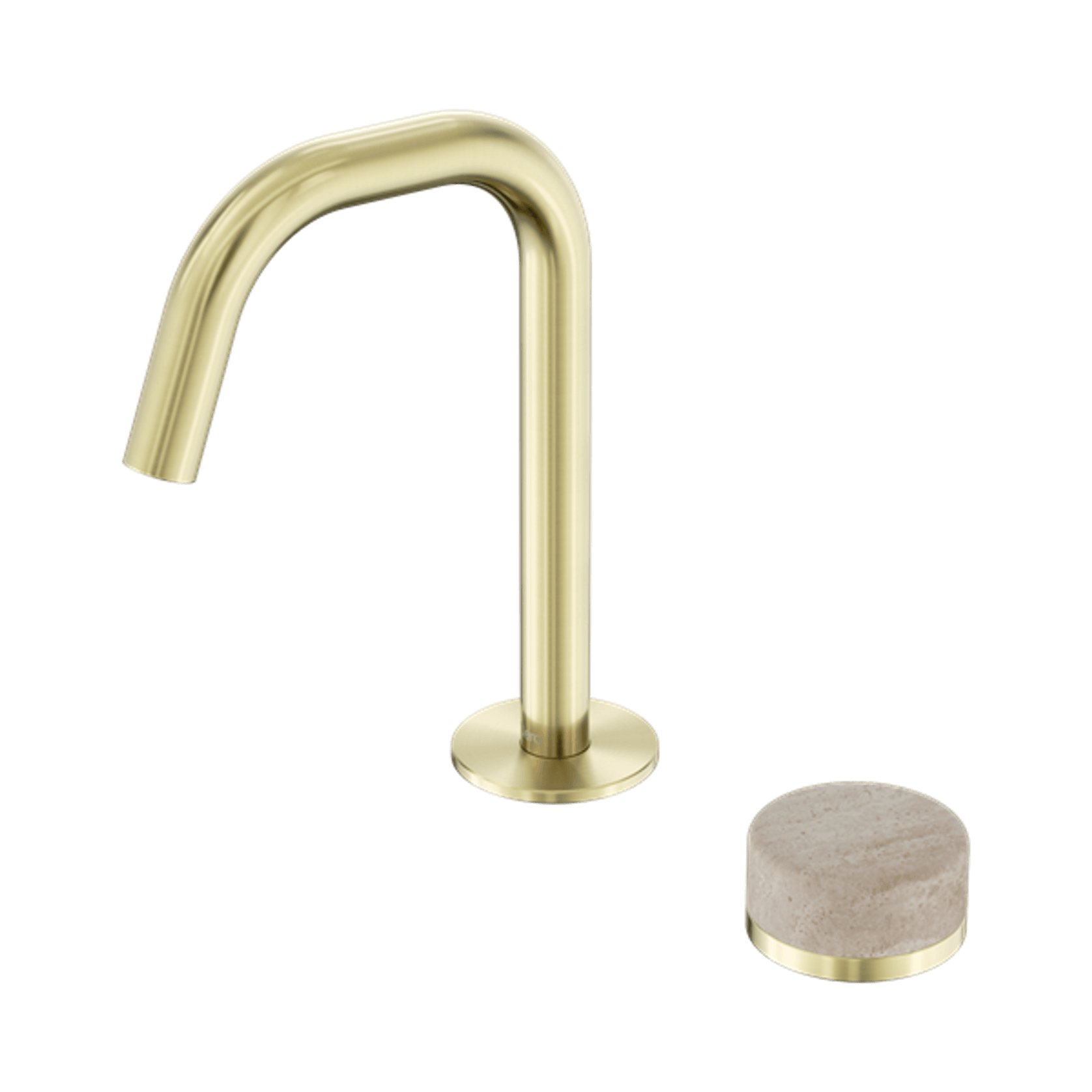 Serenity Basin Mixer Edge Spout Rome Travertine Handle Brushed Gold gallery detail image